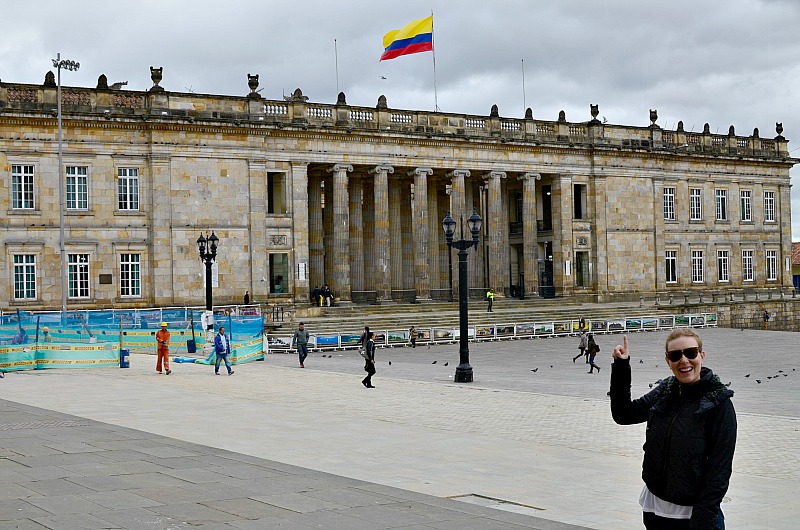 Walking around the Plaza Bolivar in Bogota